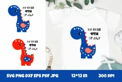 My First 4th Of July SVG. Baby Dinosaur SVG. Baby Patriotic. Product Image 1