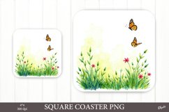 Nature Coaster PNG. Green Grass. Square Coaster PNG Product Image 1