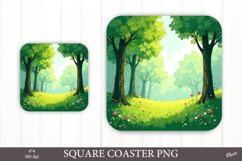 Spring Forest Nature PNG. Green Coaster PNG Product Image 1