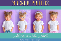 Mockup Photos of toodlers | Girls White T-shirt for mockups Product Image 1