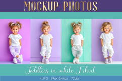 Mockup Photos of toodlers | Girls White T-shirt for mockups Product Image 1