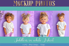 Mockup Photos of toodlers | Girls White T-shirt for mockups Product Image 1