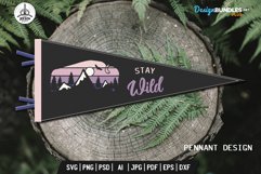 Preview-of-stay-wild-Pennant-Design-with-bison-wooden-background