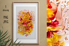 1 Watercolor drawing. Abstract flowers, Autumn Product Image 1