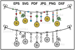 Festive garland with oranges in boho style, svg Product Image 1