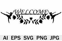 Welcome sign for the entrance door with ballerinas, template Product Image 1