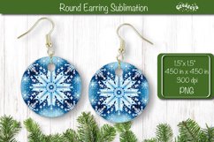 Christmas Round Earring Sublimation Designs 3D Snowflake Product Image 1
