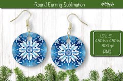 Christmas Round Earring Sublimation Designs 3D Snowflake Product Image 1