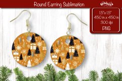 Christmas Round Earring Sublimation Designs Background Product Image 1