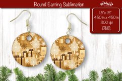 Christmas Round Earring Sublimation Designs Background Product Image 1