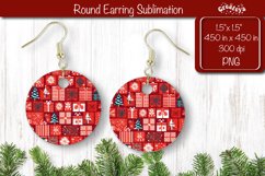 Christmas Round Earring Sublimation Designs Background Product Image 1