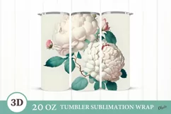 Peony Tumbler Sublimation. 3D Flowers Tumbler Wrap. Product Image 1