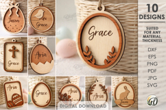 Personalized Easter Tags Bundle Laser Cut. Gift Tag SVG Product Image 1