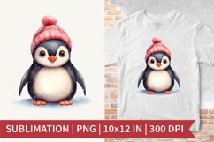 Winter Penguin | Sublimation Design | Watercolor Clipart Product Image 1