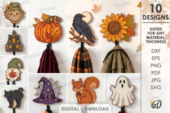 Halloween hooks Bundle Laser Cut. Wall coat hook SVG. Fall Product Image 1