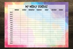Rainbow Watercolor Weekly Schedule Digital Planners Product Image 2