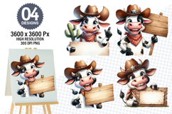 Watercolor Funny Cow Designs, Farm Animal Clipart PNG Product Image 1