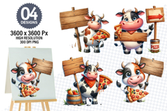 Watercolor Funny Cow Clipart PNG, Cow Sublimation Designs Product Image 1