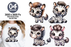 Watercolor Funny Zebra Designs, Transparent PNG Zebra Product Image 1