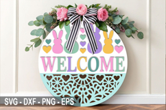 Welcome Easter Laser Cut SVG, Easter Round Sign Design Product Image 2