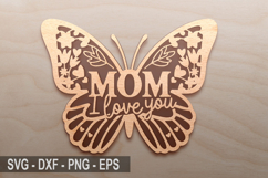 Mom I Love You Laser Cut SVG, Mother&#039;s Day Round Sign Design Product Image 1