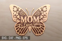 Mom I Love You Laser Cut SVG, Mother's Day Round Sign Design Product Image 1