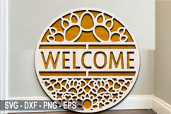 Welcome Dog Laser Cut SVG | Dog Round Sign Decoration Product Image 3