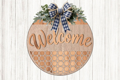 Rustic Welcome Door Sign SVG | Farmhouse Round Sign Cut File Product Image 1