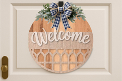 Rustic Welcome Door Sign SVG, Round Farmhouse Porch Sign Product Image 1