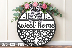Home Sweet Home Dog Laser Cut SVG, Dog Round Sign Design Product Image 2