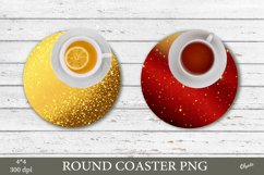Round Coaster PNG. Christmas Gold and Red Sequins PNG Product Image 1