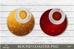 Round Coaster PNG. Christmas Gold and Red Sequins Sublimatio Product Image 1