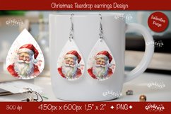 Christmas teardrop earrings sublimation Christmas Santa png Product Image 1