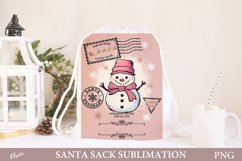 Vintage Snowman Santa Sack Sublimation. Christmas Santa Sack Product Image 1