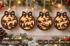 Santa Sleigh Laser Cut Christmas Ornaments 4x Designs - Free Design of The Week Product Image 1