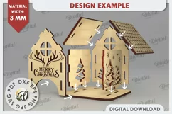 Christmas House Candle Holder Laser Cut. Christmas Decor SVG Product Image 2