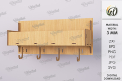Shelf with key holders Laser Cut. Home Organizer SVG Product Image 3