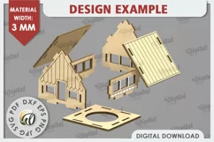 3D Christmas Village Laser Cut. Christmas Home Decor SVG Product Image 3