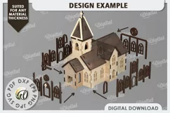 3D Christmas Church Laser Cut. Wooden Christmas Church SVG Product Image 5