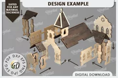 3D Christmas Church Laser Cut. Wooden Christmas Church SVG Product Image 6