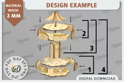 3D Wooden Carousel Laser Cut Design. Wooden Kids Toy SVG Product Image 2