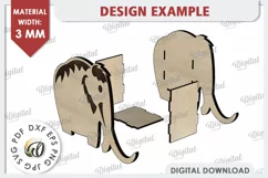 Wooden Mammoth Pen Holder Laser Cut. Phone Stand SVG Product Image 2
