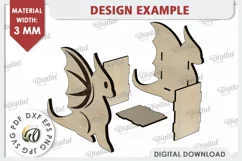 Wooden Dragon Pen Holder Laser Cut. Phone Stand SVG Product Image 2