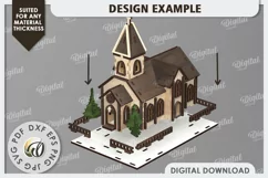 3D Christmas Church Laser Cut. Wooden Christmas Church SVG Product Image 4