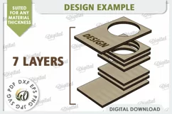 Wooden Candle Holder with Match Box Slot Laser Cut Product Image 2