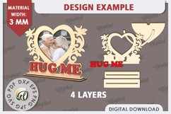 Valentine&#039;s Photo Frame Laser Cut. Valentine&#039;s Gift. Hug Me Product Image 2