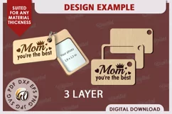 Best Mom SVG. Best Mum SVG. Family Keychain Laser Cut Product Image 3