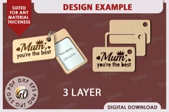 Best Mom SVG. Best Mum SVG. Family Keychain Laser Cut Product Image 4
