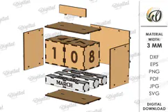 3D Wooden Desktop Calendar Lasercut. Funny kids Calendar SVG Product Image 3