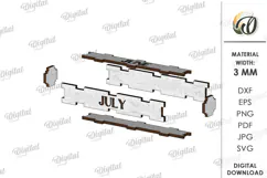 3D Wooden Desktop Calendar Lasercut. Funny kids Calendar SVG Product Image 4